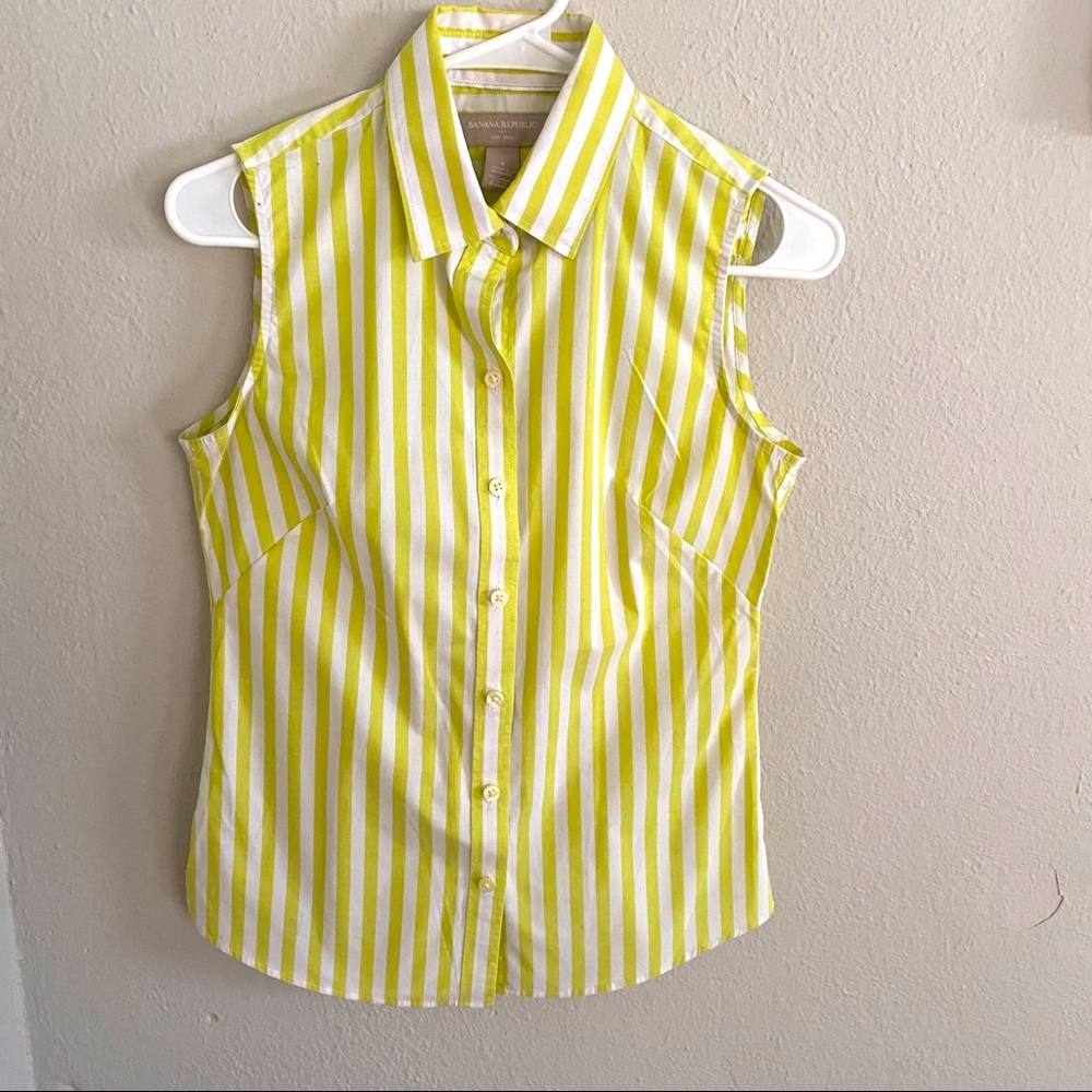 Chartreuse Sleeveless Button Down